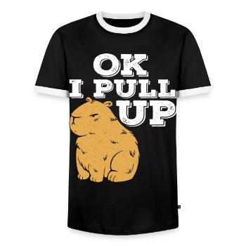 Ok I Pull Up - Männer Kontrast-T-Shirt - Schwarz/Weiß - Vorne - AI Model Female 172 light (172cm) & AI Model Male 178 light (178cm)
