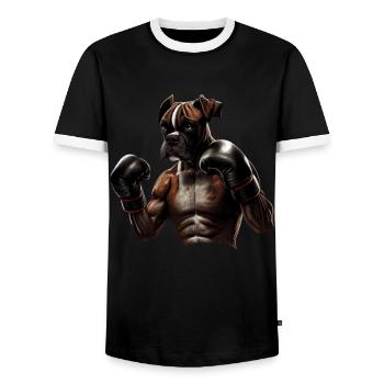 Boxer Hundebesitzer Hund Hunde Hunderasse Boxer - Männer Kontrast-T-Shirt - Schwarz/Weiß - Vorne - AI Model Female 172 light (172cm) & AI Model Male 178 light (178cm)