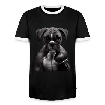 Boxer Hundebesitzer Hund Hunde Hunderasse Boxer - Männer Kontrast-T-Shirt - Schwarz/Weiß - Vorne - AI Model Female 172 light (172cm) & AI Model Male 178 light (178cm)