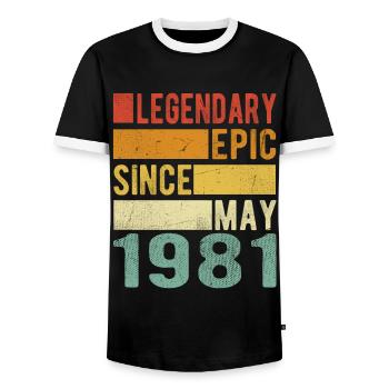 Geburtstag Mai 1981 Legendär Episch - Männer Kontrast-T-Shirt - Schwarz/Weiß - Vorne - AI Model Female 172 light (172cm) & AI Model Male 178 light (178cm)