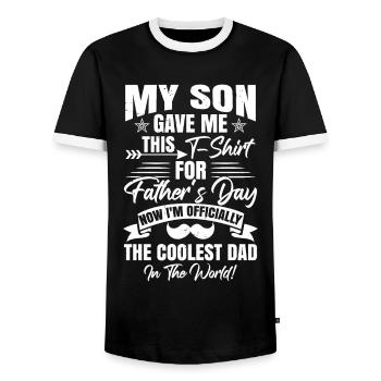 Mein Sohn hat mir das gegeben - Männer Kontrast-T-Shirt - Schwarz/Weiß - Vorne - AI Model Female 172 light (172cm) & AI Model Male 178 light (178cm)
