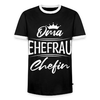Oma Ehefrau und Chefin Muttertag super Oma - Männer Kontrast-T-Shirt - Schwarz/Weiß - Vorne - AI Model Female 172 light (172cm) & AI Model Male 178 light (178cm)