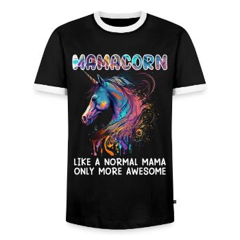 Mamacorn Einhorn Fan Muttertag Mom Unicorn - Männer Kontrast-T-Shirt - Schwarz/Weiß - Vorne - AI Model Female 172 light (172cm) & AI Model Male 178 light (178cm)