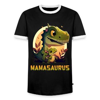Mamasaurus Muttertag Mama Dinosaurier Mom - Männer Kontrast-T-Shirt - Schwarz/Weiß - Vorne - AI Model Female 172 light (172cm) & AI Model Male 178 light (178cm)