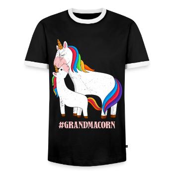 Omacorn Unicorn Fans Fête des mères Licorne Granny - T-shirt contrasté Homme - noir/blanc - Devant - AI Model Female 172 light (172cm) & AI Model Male 178 light (178cm)
