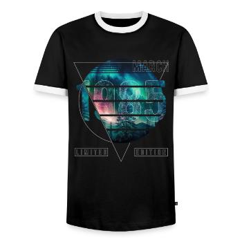 Limited Edition 1985 März Geburtstag Polarlicht - Männer Kontrast-T-Shirt - Schwarz/Weiß - Vorne - AI Model Female 172 light (172cm) & AI Model Male 178 light (178cm)