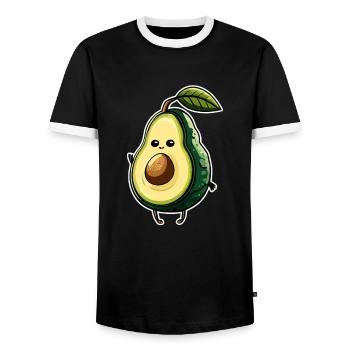Avocado - Männer Kontrast-T-Shirt - Schwarz/Weiß - Vorne - AI Model Female 172 light (172cm) & AI Model Male 178 light (178cm)