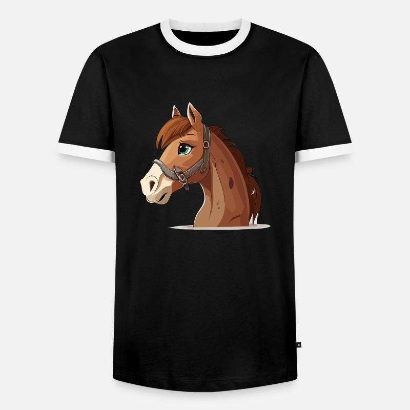 Pferd comic cartoon style - Männer Kontrast-T-Shirt - Schwarz/Weiß