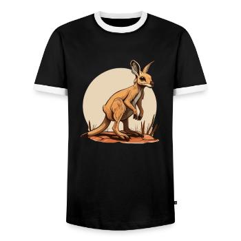 Känguru comic cartoon Style - Männer Kontrast-T-Shirt - Schwarz/Weiß - Vorne - AI Model Female 172 light (172cm) & AI Model Male 178 light (178cm)