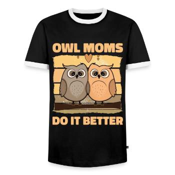 Owl Moms do it better - Männer Kontrast-T-Shirt - Schwarz/Weiß - Vorne - AI Model Female 172 light (172cm) & AI Model Male 178 light (178cm)