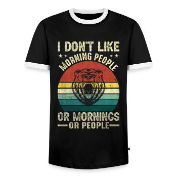 I don't like Morning people or mornings or people - Men's Ringer Shirt - black/white - Front - AI Model Female 172 light (172cm) & AI Model Male 178 light (178cm)