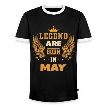 Die Legende geboren im Mai Geburtstagsgeschenk - Männer Kontrast-T-Shirt - Schwarz/Weiß - Vorne - AI Model Female 172 light (172cm) & AI Model Male 178 light (178cm)