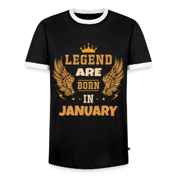 Die im Januar geborene Legende als Geburtstagsgeschenk - Männer Kontrast-T-Shirt - Schwarz/Weiß - Vorne - AI Model Female 172 light (172cm) & AI Model Male 178 light (178cm)