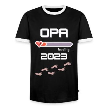 Opa 2023 loading... - Männer Kontrast-T-Shirt - Schwarz/Weiß - Vorne - AI Model Female 172 light (172cm) & AI Model Male 178 light (178cm)