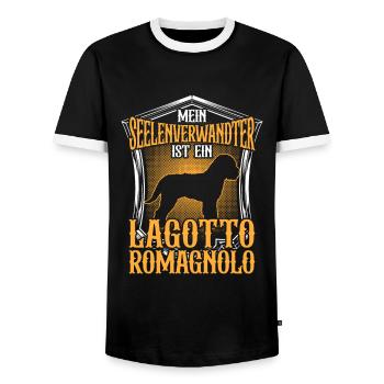 Lagotto Romagnolo ist mein Seelenverwandter - Männer Kontrast-T-Shirt - Schwarz/Weiß - Vorne - AI Model Female 172 light (172cm) & AI Model Male 178 light (178cm)