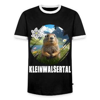Kleinwalsertal Murmeltier für einen Walser - Männer Kontrast-T-Shirt - Schwarz/Weiß - Vorne - AI Model Female 172 light (172cm) & AI Model Male 178 light (178cm)