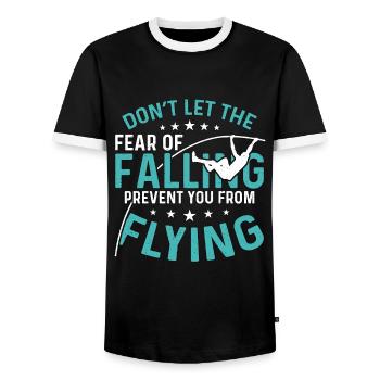 Le saut à la perche ne laisse pas la peur de tomber l’athlétisme - T-shirt contrasté Homme - noir/blanc - Devant - AI Model Female 172 light (172cm) & AI Model Male 178 light (178cm)