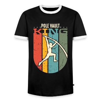 Pole Vault King Pole Jumper Athletics High Jump - Männer Kontrast-T-Shirt - Schwarz/Weiß - Vorne - AI Model Female 172 light (172cm) & AI Model Male 178 light (178cm)