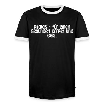 Pilates - Pilates - für einen gesunden Körper und - Männer Kontrast-T-Shirt - Schwarz/Weiß - Vorne - AI Model Female 172 light (172cm) & AI Model Male 178 light (178cm)