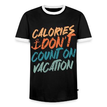 Calories Don't Count On Vacation - Men's Ringer Shirt - black/white - Front - AI Model Female 172 light (172cm) & AI Model Male 178 light (178cm)