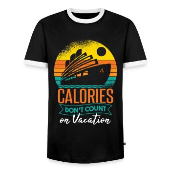 Cruise Ship Calories Don't Count On Vacation - Men's Ringer Shirt - black/white - Front - AI Model Female 172 light (172cm) & AI Model Male 178 light (178cm)