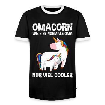 Omacorn Einhorn cool Großmütter Unicorn Grandma - Männer Kontrast-T-Shirt - Schwarz/Weiß - Vorne - AI Model Female 172 light (172cm) & AI Model Male 178 light (178cm)