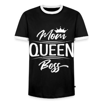 Queen Mama Chefin Mom Boss Muttertag - Männer Kontrast-T-Shirt - Schwarz/Weiß - Vorne - AI Model Female 172 light (172cm) & AI Model Male 178 light (178cm)