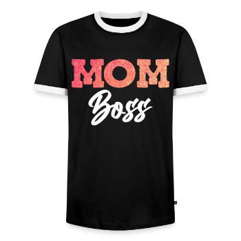 Mama Boss Muttertag starke Mama coole Mutter - Männer Kontrast-T-Shirt - Schwarz/Weiß - Vorne - AI Model Female 172 light (172cm) & AI Model Male 178 light (178cm)
