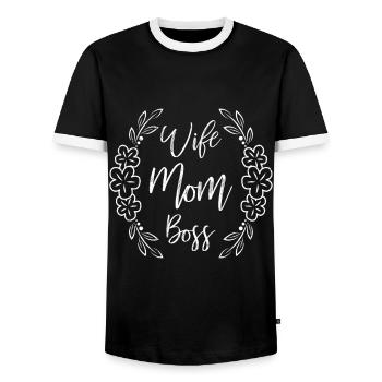 Mama Boss Superviseur Maman Femme Légendes - T-shirt contrasté Homme - noir/blanc - Devant - AI Model Female 172 light (172cm) & AI Model Male 178 light (178cm)
