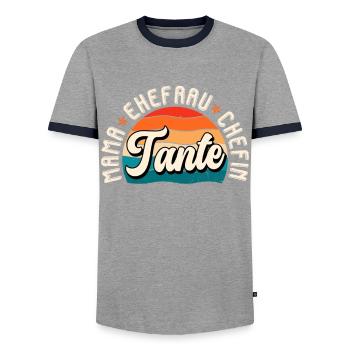 Tante Ehefrau Chefin Legende Muttertag Tanten - Männer Kontrast-T-Shirt - Grau/Navy  - Vorne - AI Model Female 172 light (172cm) & AI Model Male 178 light (178cm)