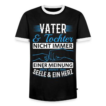Vater & Tochter - nicht immer einer meinung - Männer Kontrast-T-Shirt - Schwarz/Weiß - Vorne - AI Model Female 172 light (172cm) & AI Model Male 178 light (178cm)