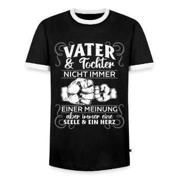 Vater & Tochter - nicht immer einer meinung - Männer Kontrast-T-Shirt - Schwarz/Weiß - Vorne - AI Model Female 172 light (172cm) & AI Model Male 178 light (178cm)