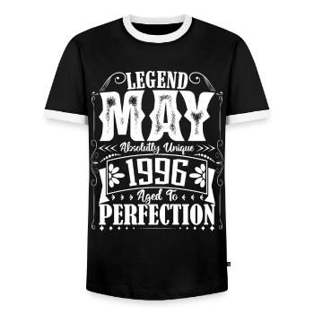 Mai 1996. Anniversaire mai 1996. Cadeau may 1996. - T-shirt contrasté Homme - noir/blanc - Devant - AI Model Female 172 light (172cm) & AI Model Male 178 light (178cm)