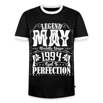 Mai 1994. Anniversaire mai 1994. Cadeau may 1994. - T-shirt contrasté Homme - noir/blanc - Devant - AI Model Female 172 light (172cm) & AI Model Male 178 light (178cm)