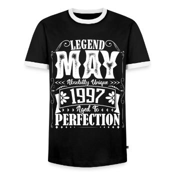 Mai 1997. Anniversaire mai 1997. Cadeau may 1997. - T-shirt contrasté Homme - noir/blanc - Devant - AI Model Female 172 light (172cm) & AI Model Male 178 light (178cm)