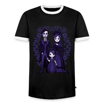 Victorian Goth Family - Gothic - Men's Ringer Shirt - black/white - Front - AI Model Female 172 light (172cm) & AI Model Male 178 light (178cm)