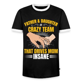 Father & daughter a crazy team partner look - Men's Ringer Shirt - black/white - Front - AI Model Female 172 light (172cm) & AI Model Male 178 light (178cm)