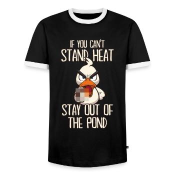 Stay Out Motherducker Duck avec un doigt d’honneur - T-shirt contrasté Homme - noir/blanc - Devant - AI Model Female 172 light (172cm) & AI Model Male 178 light (178cm)