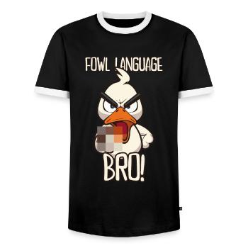 Fowl Language Drôle de canard avec un doigt d’honneur - T-shirt contrasté Homme - noir/blanc - Devant - AI Model Female 172 light (172cm) & AI Model Male 178 light (178cm)