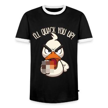 Quack You Up Drôle de canard avec un majeur - T-shirt contrasté Homme - noir/blanc - Devant - AI Model Female 172 light (172cm) & AI Model Male 178 light (178cm)