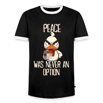 La paix n’a jamais été une option canard avec un doigt d’honneur - T-shirt contrasté Homme - noir/blanc - Devant - AI Model Female 172 light (172cm) & AI Model Male 178 light (178cm)