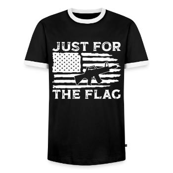 Soldier Just For The Flag Military Army Veteran - Men's Ringer Shirt - black/white - Front - AI Model Female 172 light (172cm) & AI Model Male 178 light (178cm)