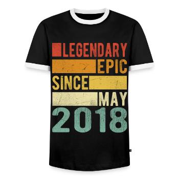 Birthday May 2018 Legendary epic - Men's Ringer Shirt - black/white - Front - AI Model Female 172 light (172cm) & AI Model Male 178 light (178cm)