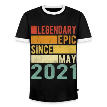Anniversaire mai 2021 Épopée légendaire - T-shirt contrasté Homme - noir/blanc - Devant - AI Model Female 172 light (172cm) & AI Model Male 178 light (178cm)
