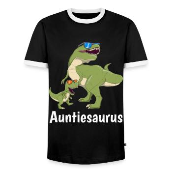 Tante Auntiesaurus Tante Fête des mères Fan de dinosaures - T-shirt contrasté Homme - noir/blanc - Devant - AI Model Female 172 light (172cm) & AI Model Male 178 light (178cm)