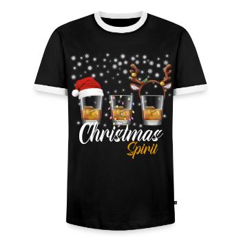 Christmas Spirit Weihnachten Whisky Malt Shots - Männer Kontrast-T-Shirt - Schwarz/Weiß - Vorne - AI Model Female 172 light (172cm) & AI Model Male 178 light (178cm)