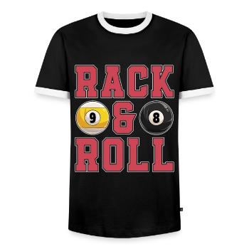 Cue Sports Rack & Roll Billiard Ball Pool Player - T-shirt contrasté Homme - noir/blanc - Devant - AI Model Female 172 light (172cm) & AI Model Male 178 light (178cm)