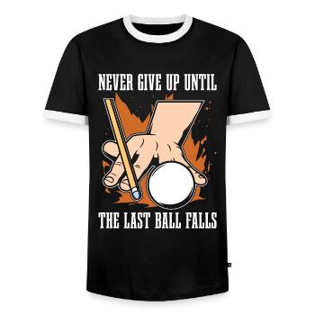 Cue Sports Never Give Up Until Snooker Pool Player - Männer Kontrast-T-Shirt - Schwarz/Weiß - Vorne - AI Model Female 172 light (172cm) & AI Model Male 178 light (178cm)