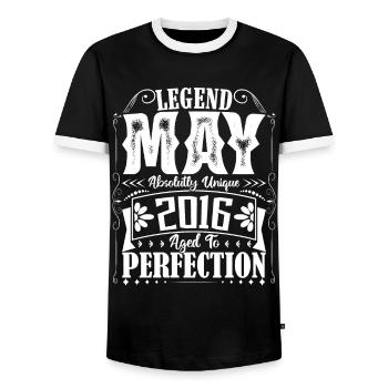 Mai 2016. Anniversaire mai 2016. Cadeau may 2016. - T-shirt contrasté Homme - noir/blanc - Devant - AI Model Female 172 light (172cm) & AI Model Male 178 light (178cm)