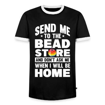 Perle Perle Broderie Bijoutier Fabricant de bijoux - T-shirt contrasté Homme - noir/blanc - Devant - AI Model Female 172 light (172cm) & AI Model Male 178 light (178cm)